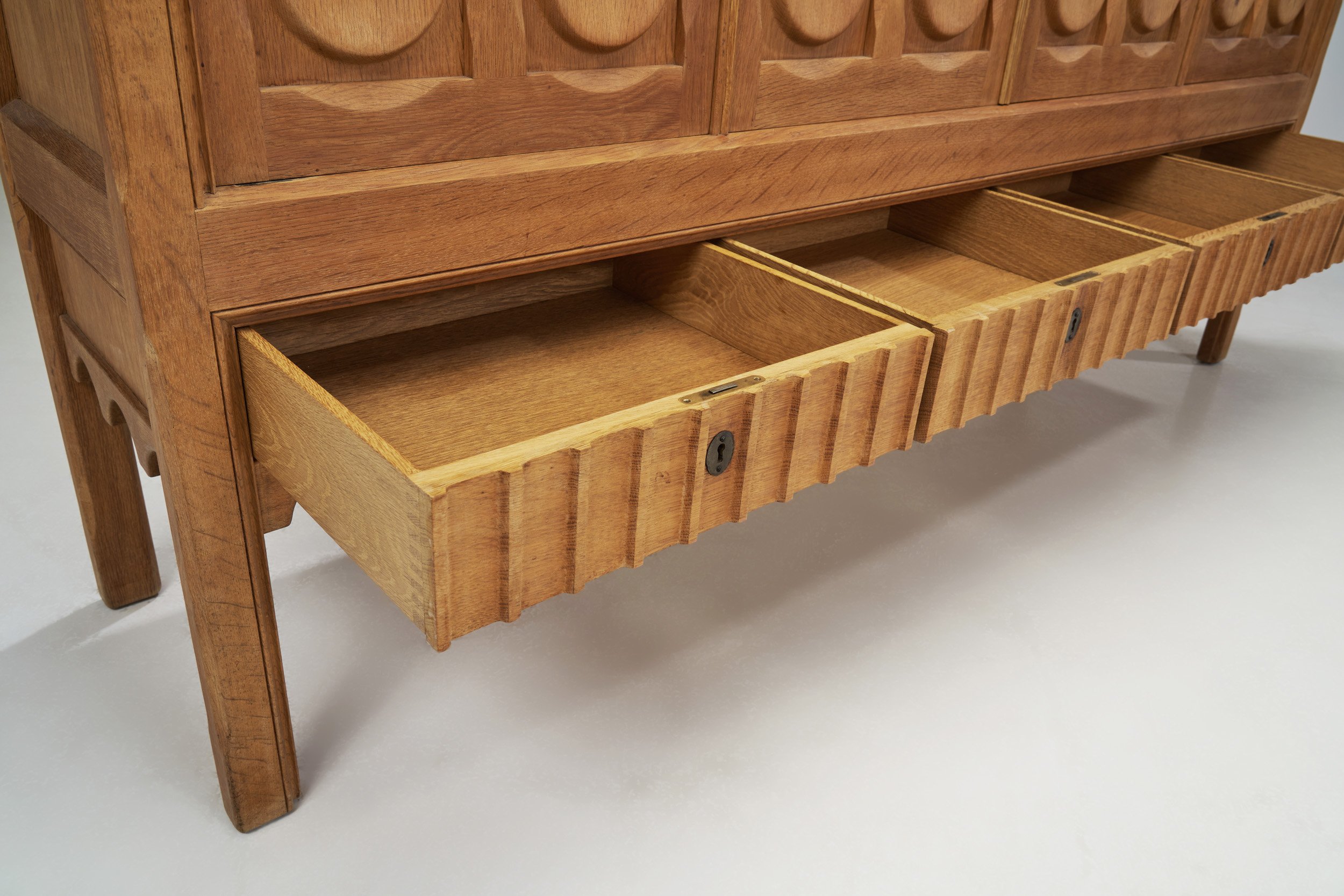 Henning Kjærnulf Carved Oak Sideboard for Nyrup Møbelfabrik